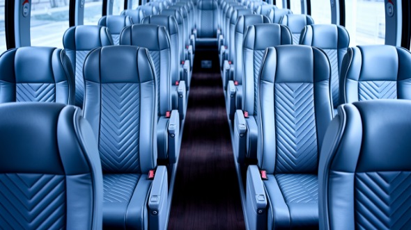 56 passenger charter bus interior view