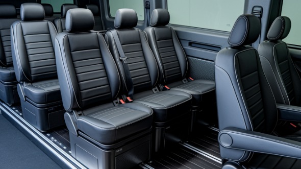 fall river sprinter van with driver inside